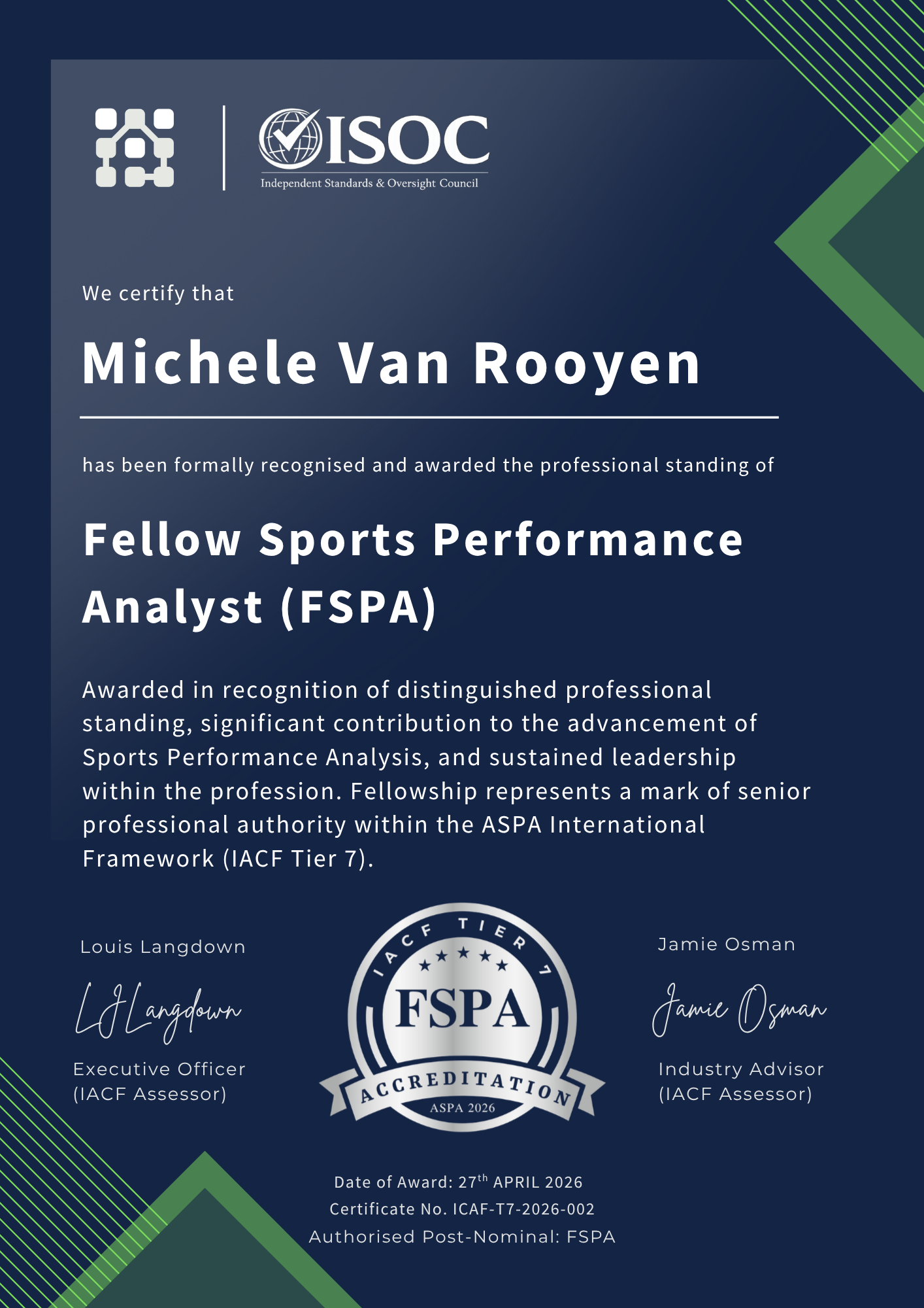 Michele Van Rooyen T7 (FSPA) Digital Certificate (1)